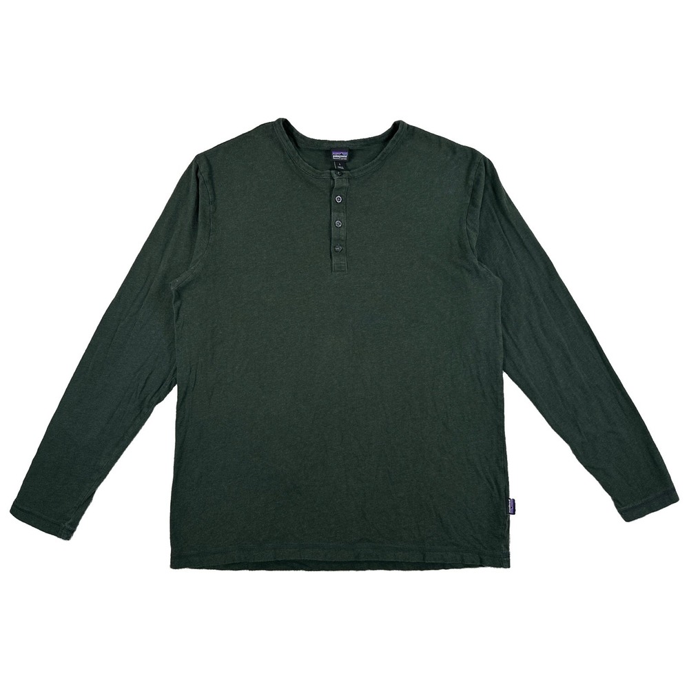 Patagonia Long-Sleeved Daily Henley Shirt Men's Large Green Organic Cotton